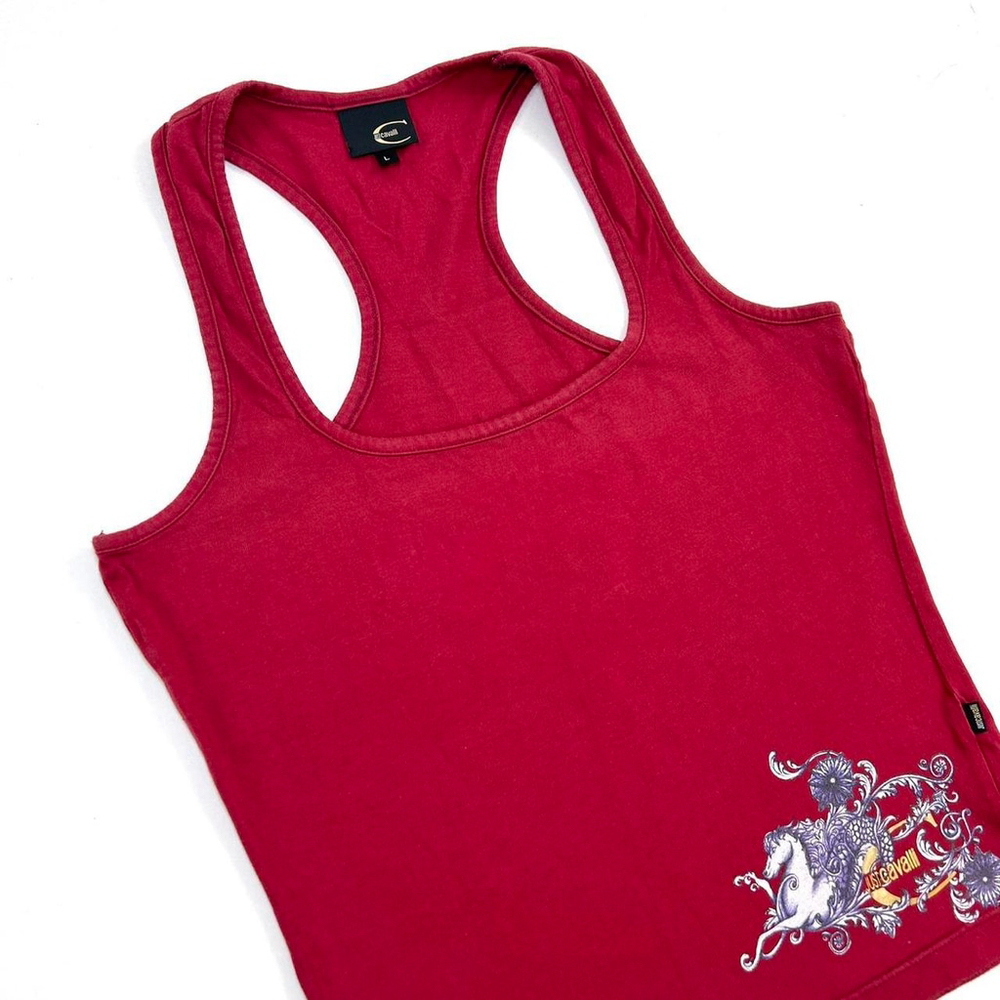 y2k Cavalli red racerback tank top with horse print - Picture 5 of 7